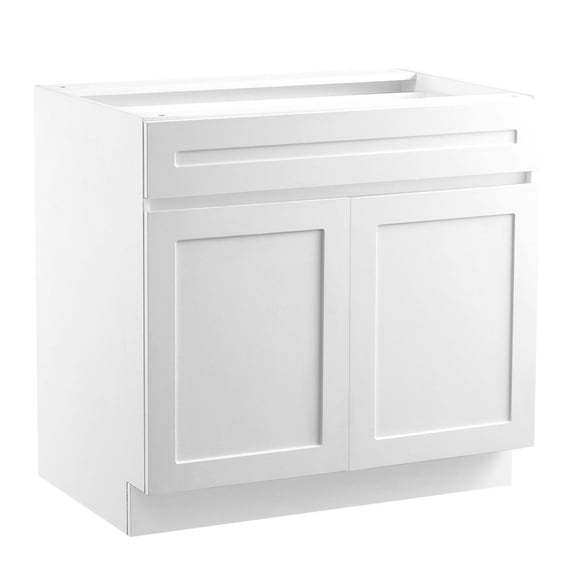 White Shaker Base Cabinet - 30 Inch - RTA Kitchen Cabinet, Soft Close Drawer, Adjustable Shelf - Home Office Storage