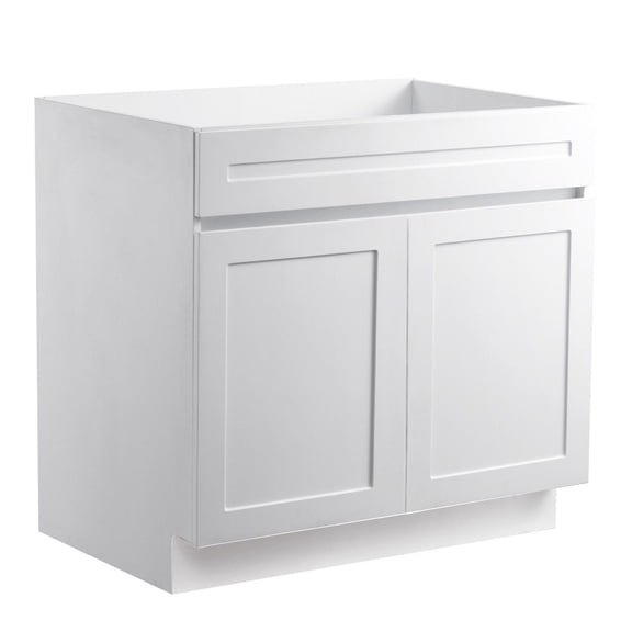 White Shaker Base Cabinet 36 Inch, RTA Sink Base, Soft Close Hinges, Adjustable Shelf, 36"x24"x34.5", Home Office Storage