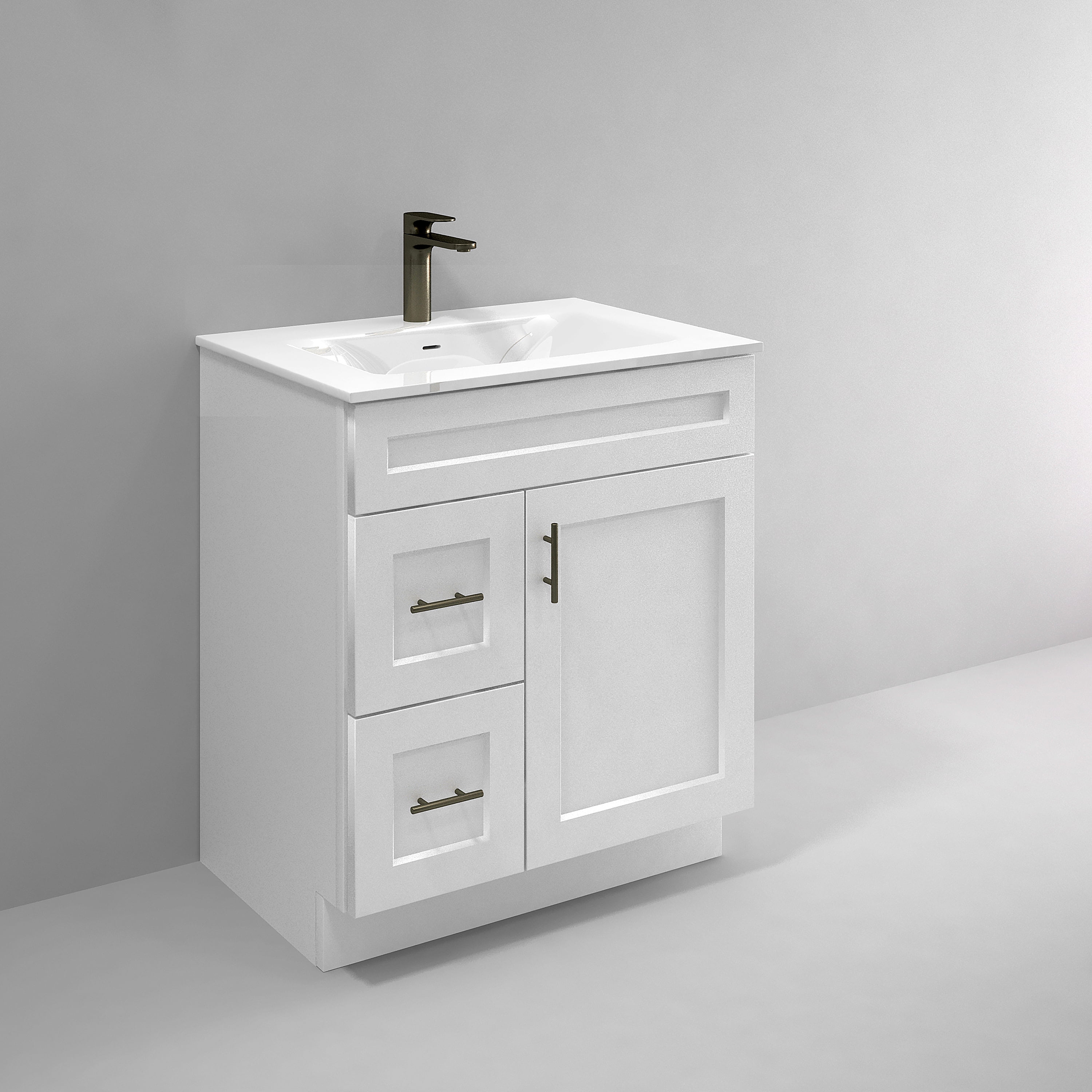 White Shaker Bathroom Vanity Sink Base with Drawers 30" Ready-to ...