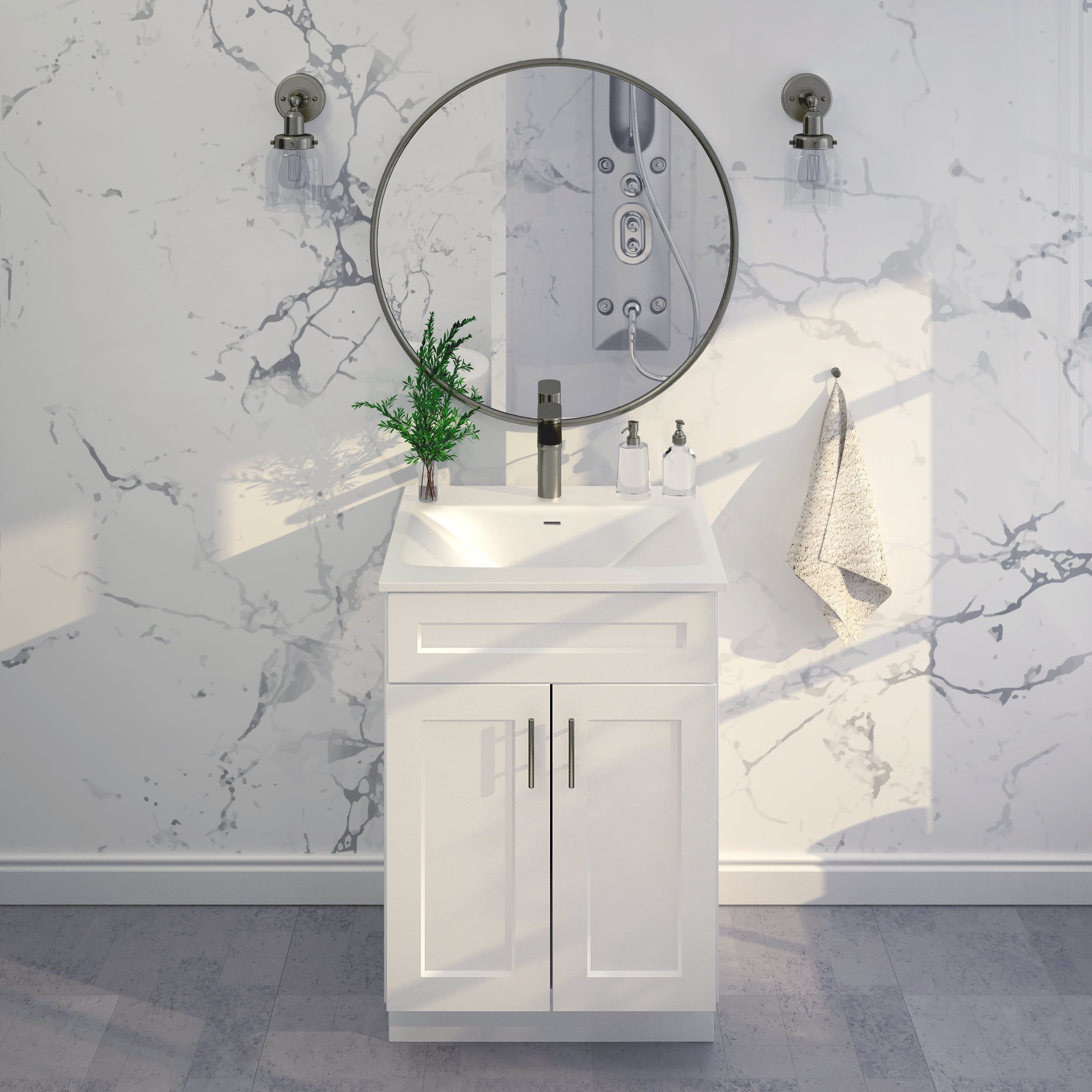 White Shaker Sink Base Bathroom Vanity Ready-to-Assemble Cabinet 24" Width