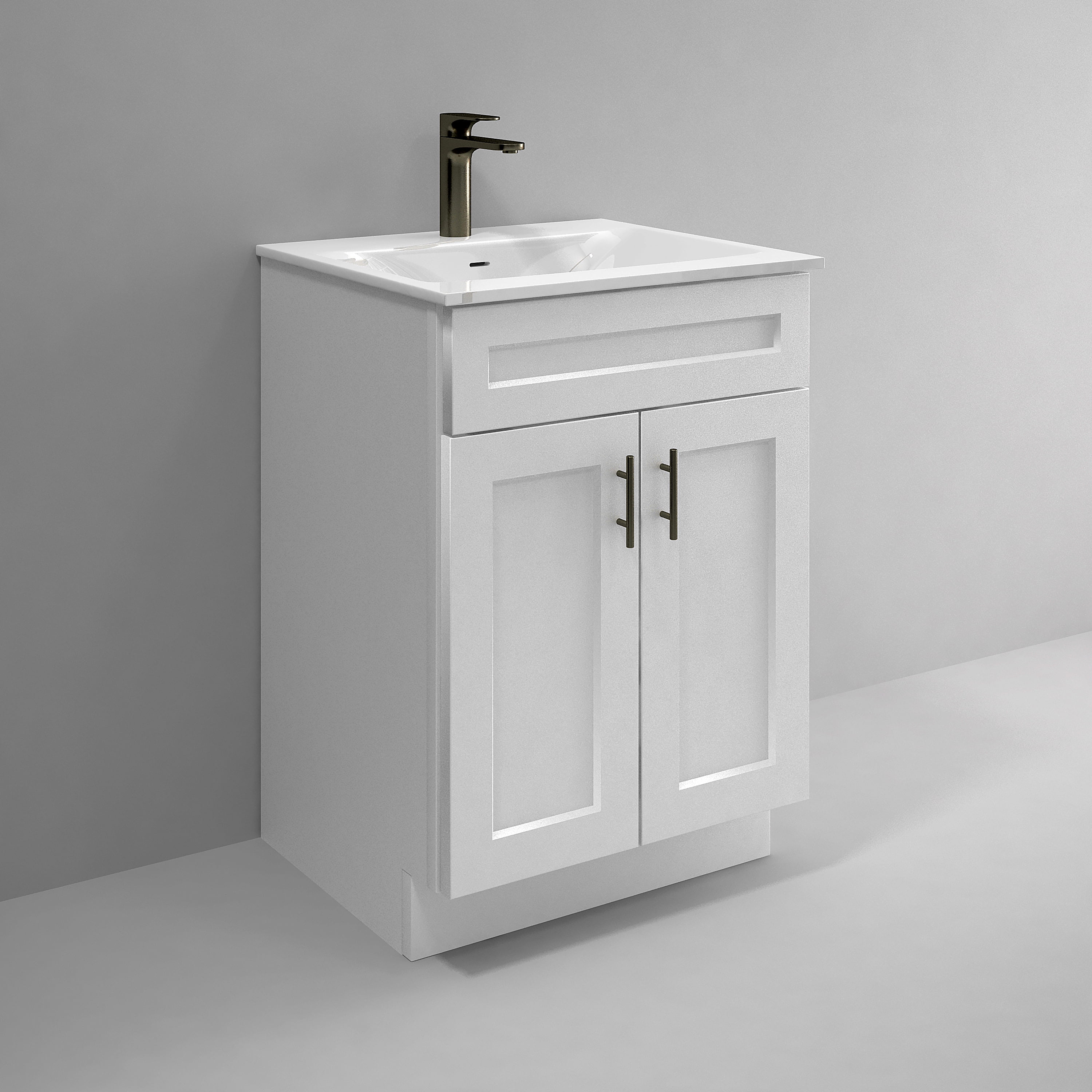 White Shaker Sink Base Bathroom Vanity Ready-to-Assemble Cabinet 24" Width