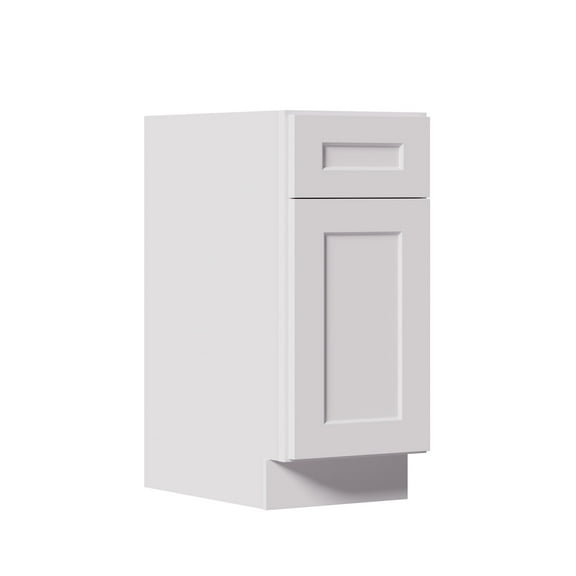 White Shaker Solid Wood Single Door Base Cabinet,for Kitchen, Laundry,and Bathroom Storage Adjustable Shelves Ready to Assemble (15" Wx34.5"Hx24"D)