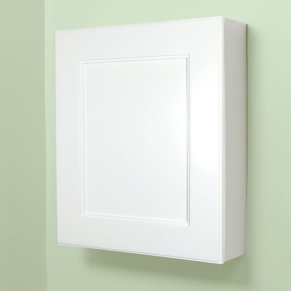 White Shaker Style Solid Wood Wall-Mount Medicine Cabinet with Plain Panel
