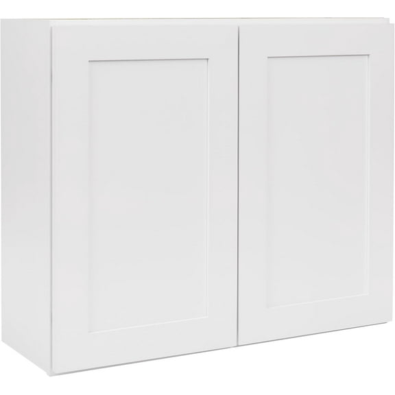 White Shaker Wall Cabinet - Ready to Assemble, Perfect for Kitchen, Laundry, and Bathroom Storage - 36”W x 30”H x 12”D