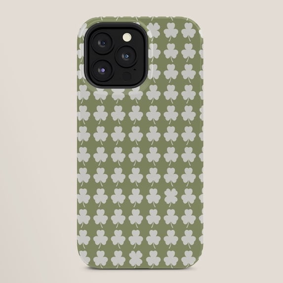 White Shamrock Pattern on Sage Green Tough Case for Apple iPhone 11 ...