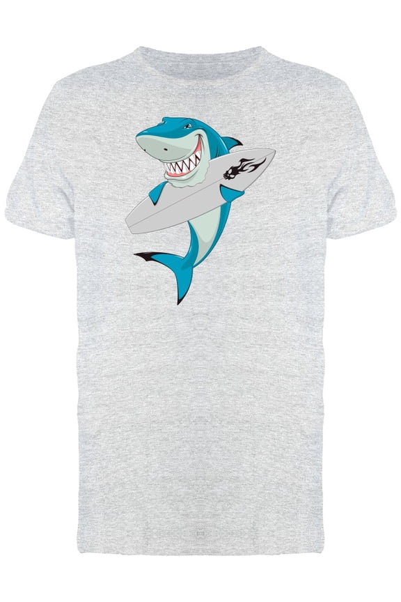 White Shark Bites Surfboard T-Shirt Men -Image by Shutterstock, Male Small