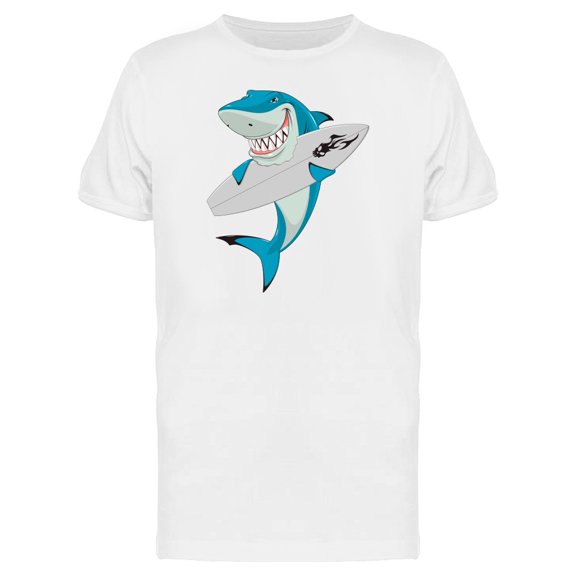 White Shark Bites Surfboard T-Shirt Men -Image by Shutterstock, Male x-Large