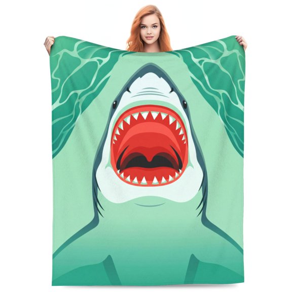 White Shark Blanket, Soft Plush Throw for Kids and Adults, Cozy Shark Blanket for Bed Couch Outdoor Use, Ideal for Sharks Lovers and Bedroom Decoration 50x40