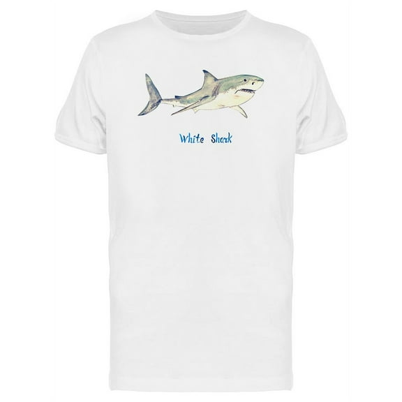 White Shark Brush Art T-Shirt Men -Image by Shutterstock, Male Small