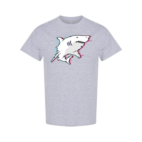 White Shark Glitch Effect T-Shirt Men -Image by Shutterstock, Male x-Large
