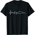 thumbnail image 1 of White Shark Heartbeat Shark Lover gifts I Love sharks T-ShirtMen and women, Black T-shirt, size: Extra large, 1 of 4