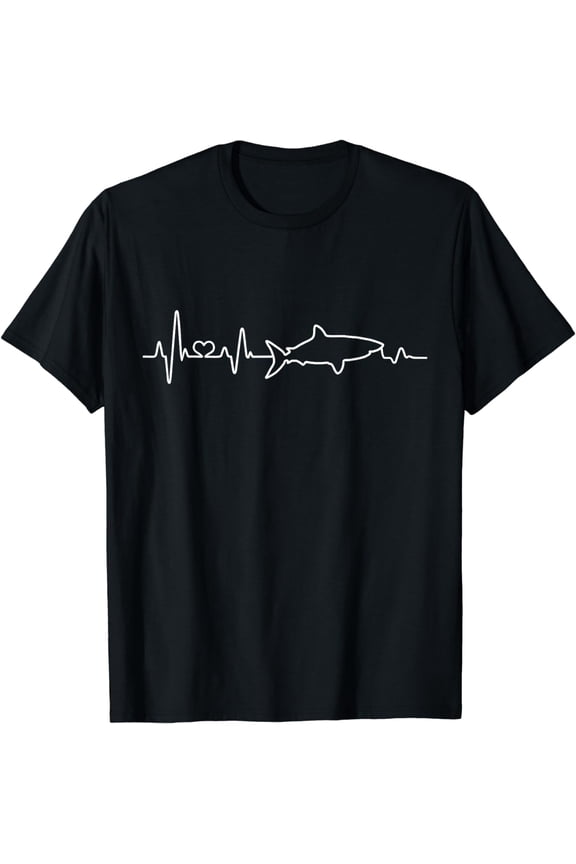 White Shark Heartbeat Shark Lover gifts I Love sharks T-Shirt