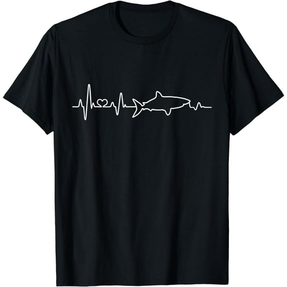 White Shark Heartbeat Shark Lover gifts I Love sharks T-Shirt