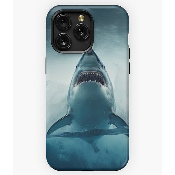 White Shark Jumping Great White Ocean Predator A11771 Phone Case for iPhone 11 to 17 Pro Max