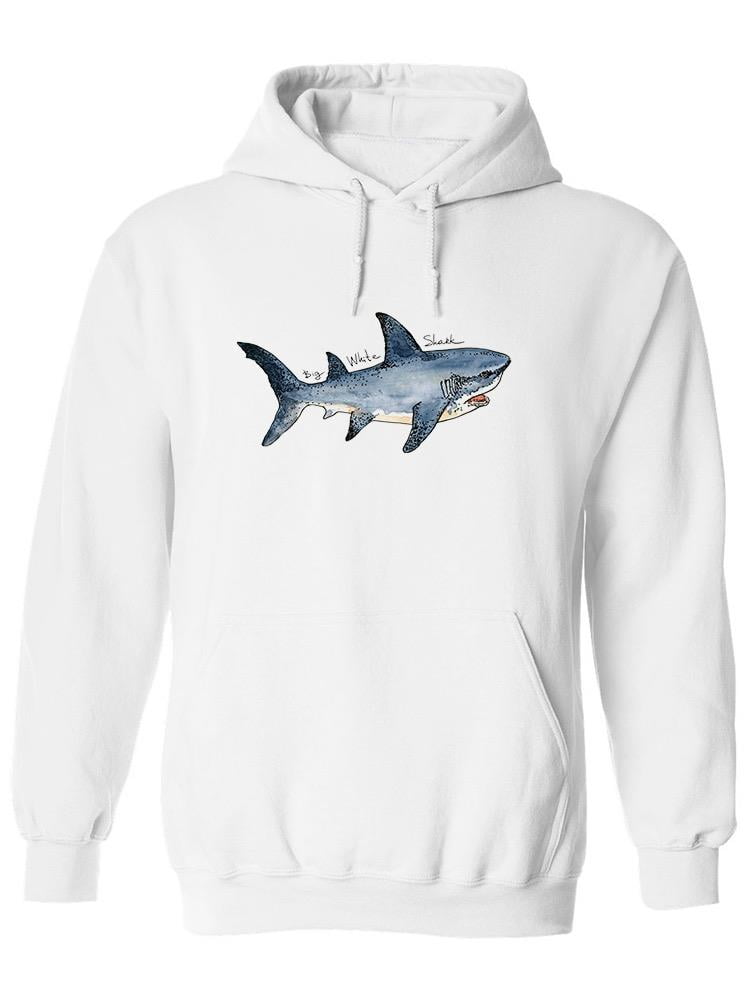 White Shark Watercolor Hoodie Men -Image by Shutterstock, Male