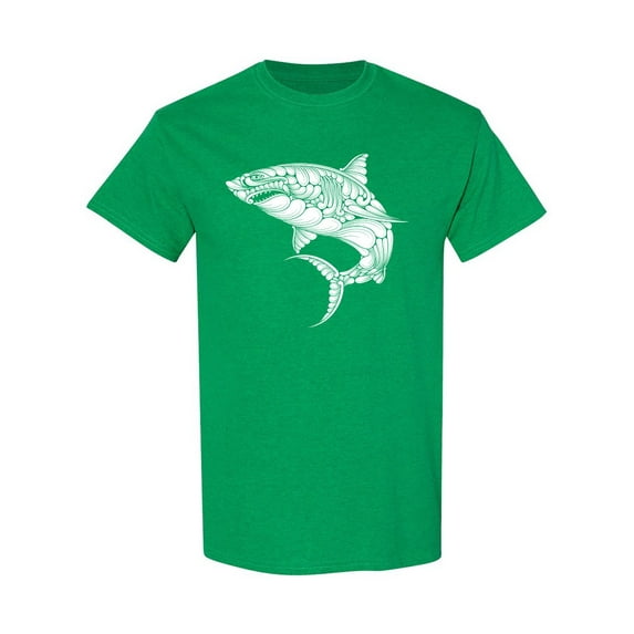 White Shark With Decoration T-Shirt Men -Image by Shutterstock, Male Large