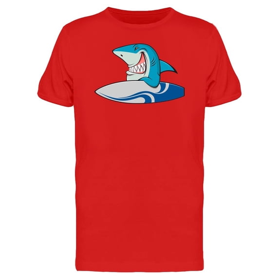 White Shark With Surfboard Tee Men's -Image by Shutterstock