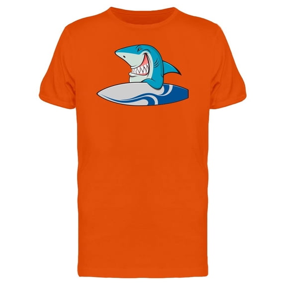 White Shark With Surfboard Tee Men's -Image by Shutterstock