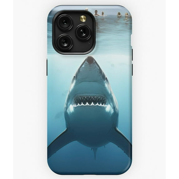 White Shark and Swimmers Ocean Danger Scene A11849 Phone Case for iPhone 11 to 17 Pro Max