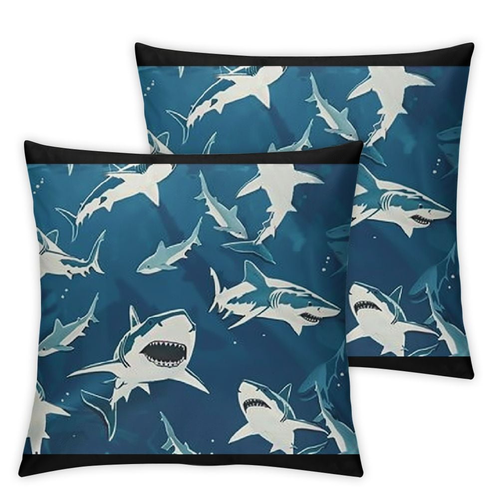 White Sharks Silhouettes Pillow Covers Silk Pillowcase for Hair and