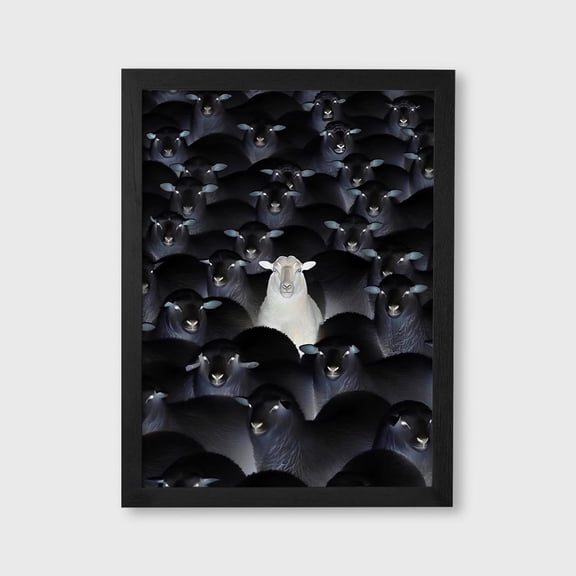 White Sheep Stand Out Crowd Black Sheep Aesthetic Contrast Motivational Poster