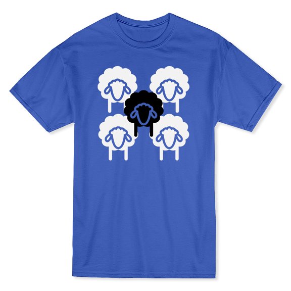 White Sheeps And The Black Sheep Graphic On The Middle Men's T-shirt