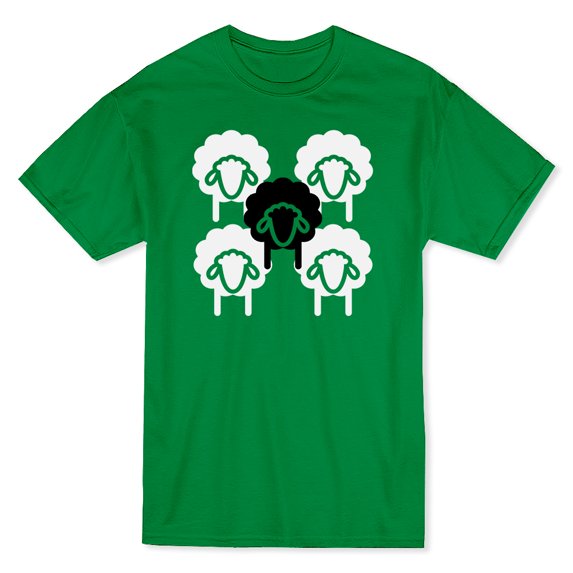 White Sheeps And The Black Sheep Graphic On The Middle Men's T-shirt