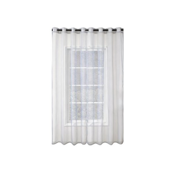 White Sheer Chiffon Curtain, Solid Voile Panel for Bedroom Window – 132x241cm Light Transmitting Screen for Privacy, Easy Care Machine Washable, Housewarming Gift for New Home