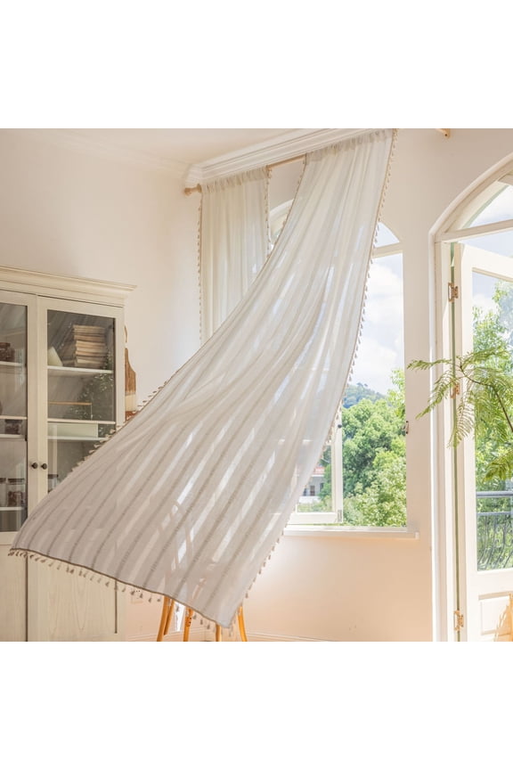 White Sheer Curtains 2 panel set 84 Inch Length , Rod Pocket Long Sheer CurtainPanels for Window Bedroom Living Room, Lightweight Semi Drape Panels for Yard Patio