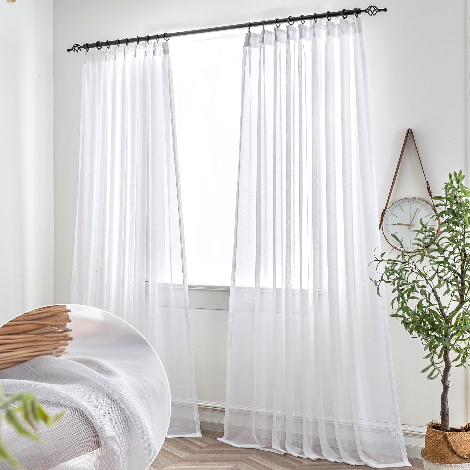 Pinch Pleated Faux Linen Curtains - 2 Panel Set, 40"W X 84"L, Baby Pink 60% Blackout Drapes For Living Room, Kids Room