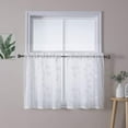 thumbnail image 1 of White Sheer Kitchen Tier Curtains, Tailored Quatrefoil Leaves Pattern Sheer Bathroom Window Curtain, Floral Embroidered Half Window Covering Voile Cafe Curtains, 26" x 36", Set of 2, 1 of 7