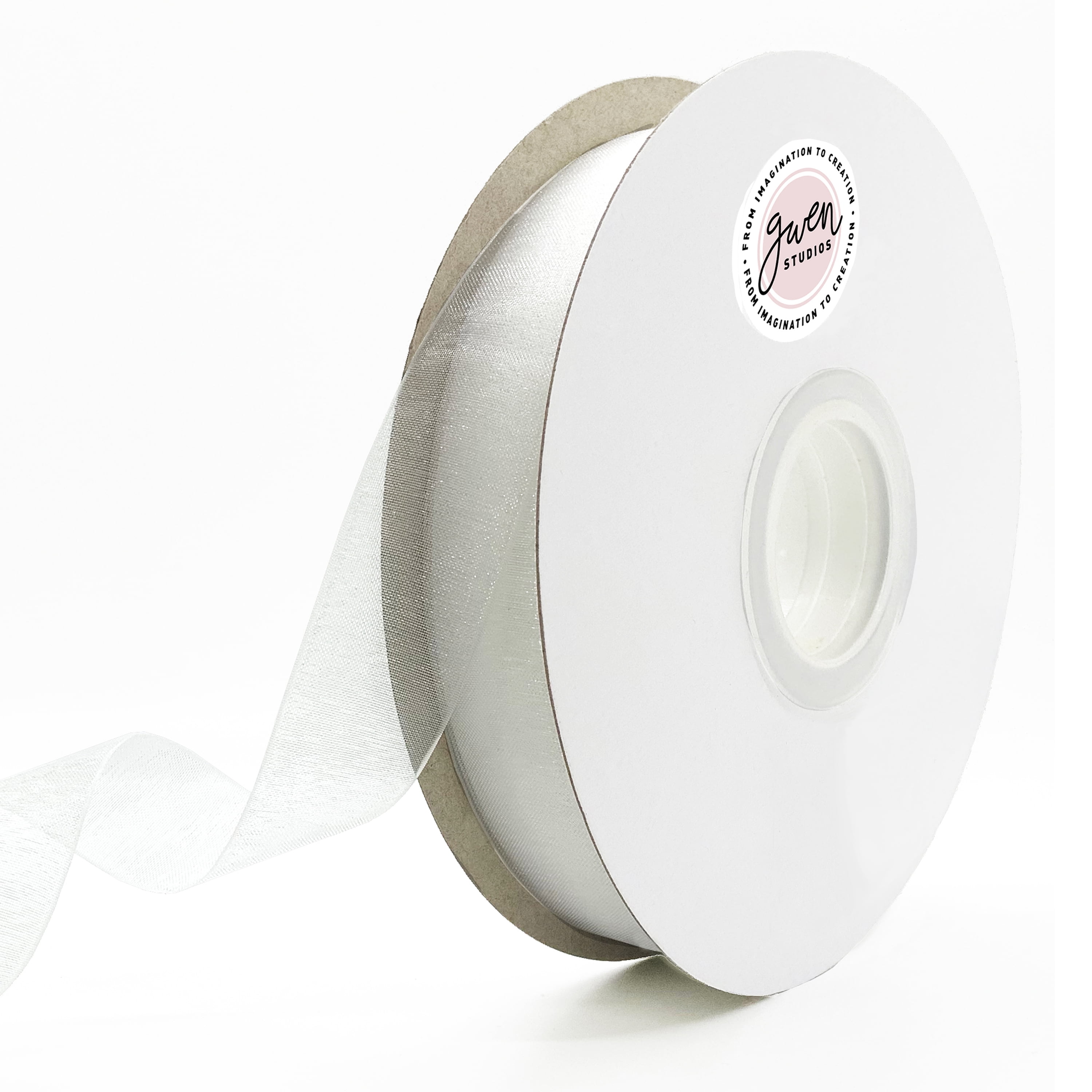 White Single Faced Satin Ribbon, 7/8 inch x 100 Yards by Gwen Studios