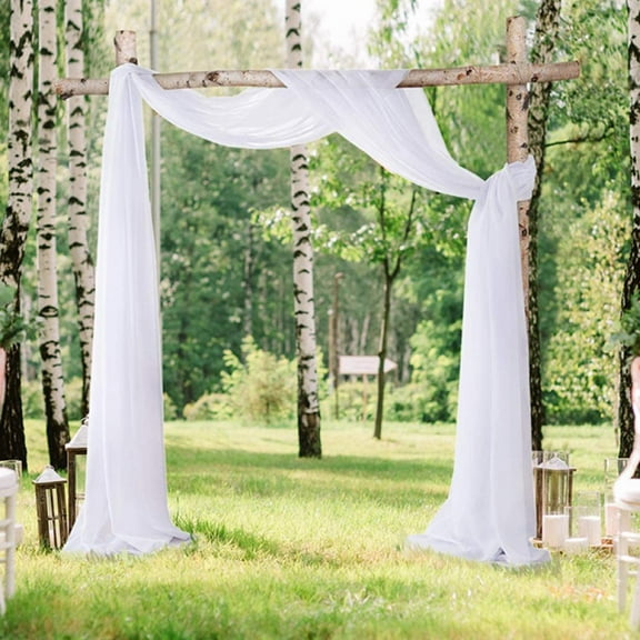 White Sheer Scarf Curtain - 1 Panel 54"*216" Wedding Arch Drapes Sheer Backdrop Curtain for Wedding Ceremony Party Ceiling Decor