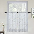 thumbnail image 1 of White Sheer Valance Curtains, Leaf Embroidered Kitchen Window Treatment Voile Valances Cafe Curtains Rod Pocket, Faux Linen Textured Semi Sheer Bathroom Curtain Windows (White, 52" W x 15" L), 1 of 9