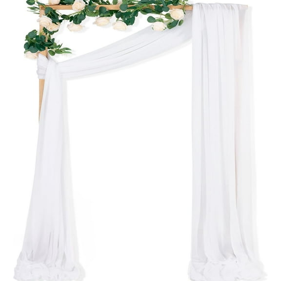 White Sheer Wedding Arch Draping Fabric 1 Panel 29" x 20 FT Extra Long Airy Gauze Drapes Backdrop Curtains 6.6 Yards Light Weight Outdoor Drapery Panels for Wedding Ceremony Church Events Decor
