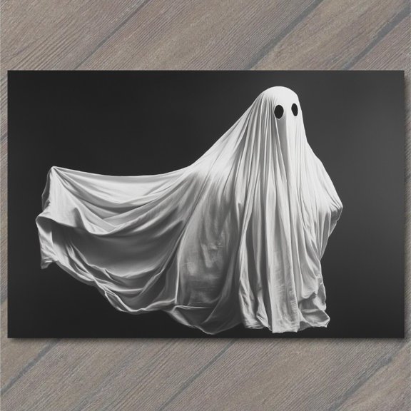 White Sheet Ghost Phantom Halloween Wall Art, Dark Spooky Wall Art
