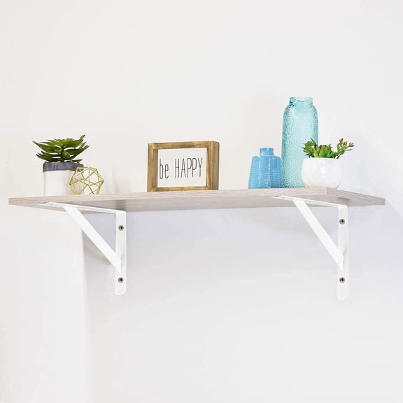 White Shelf Brackets 10 Inch 4 Pack Heavy Duty L Shape Wall Mounted Floating Corner Shelving Bracket