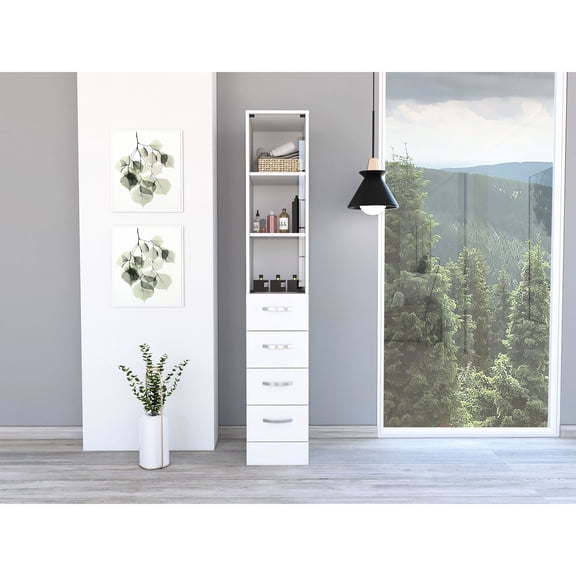 White - Shelf and Drawer Design - Dorm Room - Organize Personal Items