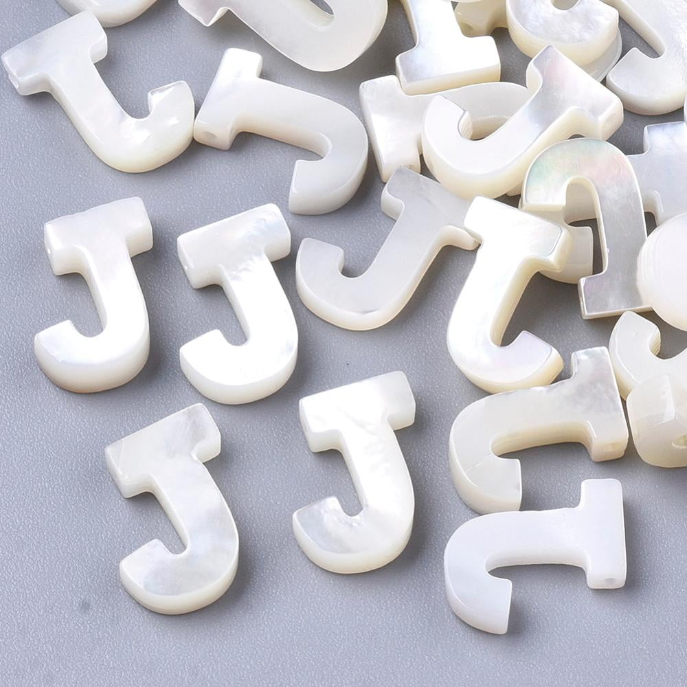 White Shell Natural Sea Shell Beads White Shell Mother of Pearl Shell Top Drilled Beads Letter.J 10x2.5~11.5x3mm Hole: 0.8mm
