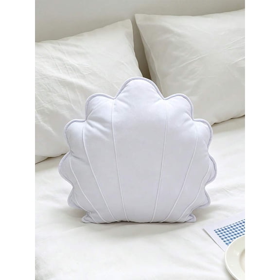 White Shell-Shaped Velvet Decorative Throw Pillow For Sofa Living Room Bedroom Home Decor