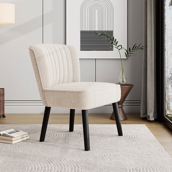 White Shellback Chair with Channel Back / Soft Upholstery, Sturdy Solid Wood