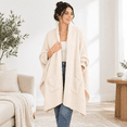 White Sherpa Poncho Wearable Blanket, Warm Cozy Plush Cape Wrap for ...