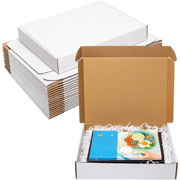 White Shipping Boxes 13x11x3" 25 Pack Corrugated Cardboard Mailer | Literature Mailer Packaging Supplies Mailing Boxes for Small Business