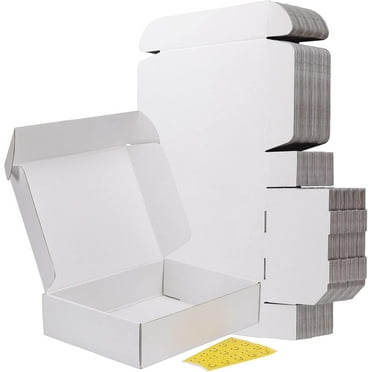 MEBRUDY 12x9x3 Shipping Boxes Set of 20, White Corrugated Cardboard Box for Packing, Mailing, Business