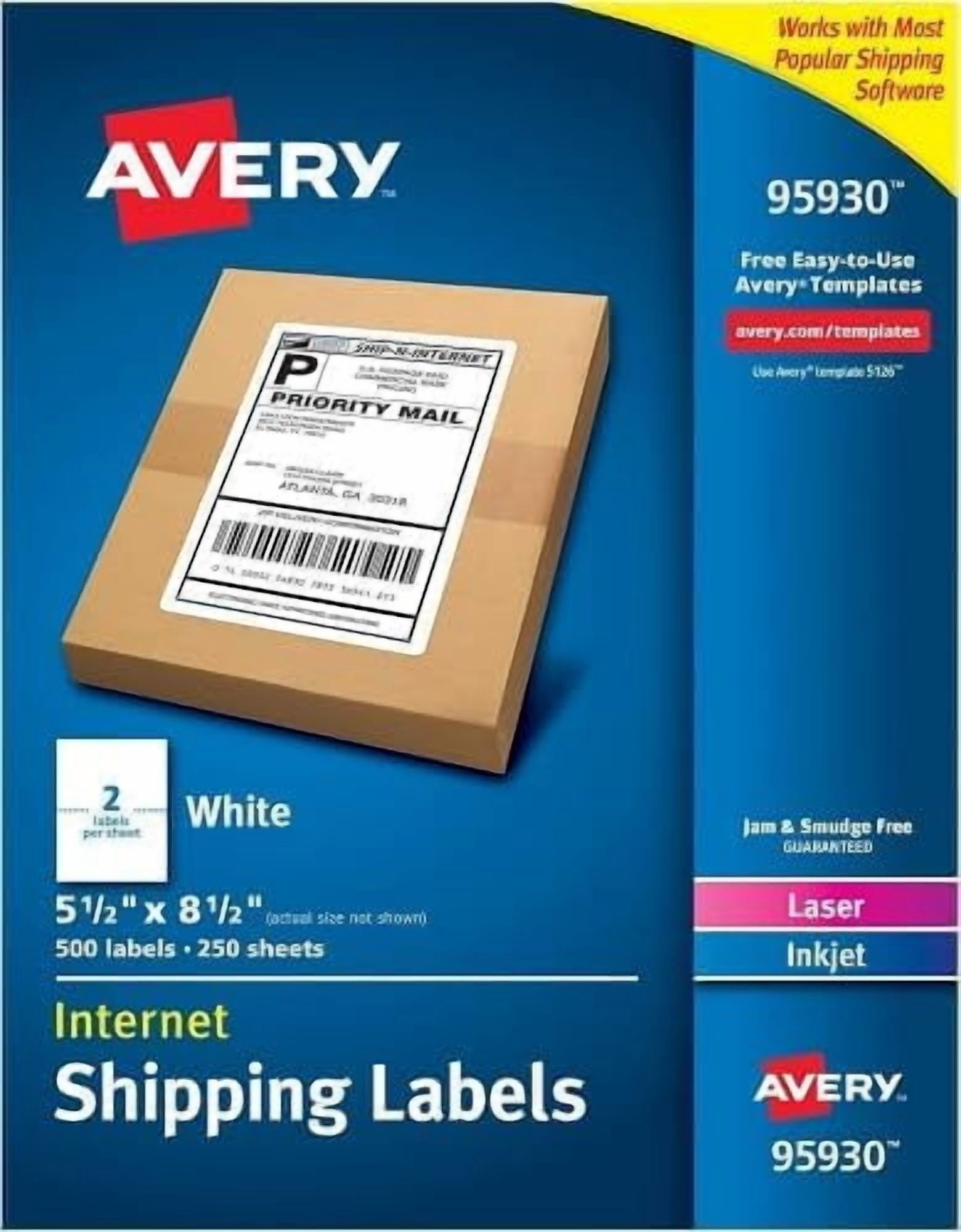 White Shipping Labels, Inkjet/Laser, 5 1/2 x 8 1/2, White, 500/Box ...