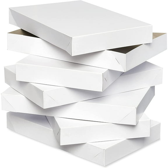 White Shirt Boxes with Lids, for Birthdays, Holidays, and All Occasions (6 Boxes, 14.75'' x 9.5'')