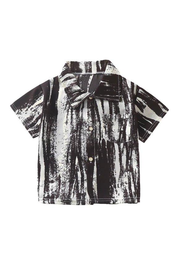 White Shirt Boys Boys Button Down Shirt 100% Cotton Short Sleeve Shirt Solid Summer Beach Shirts with Pocket Size 4-14 Years