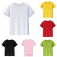 thumbnail image 1 of White Shirt Girls Kids T-Shirts Short Sleeve Basic Tops For Toddlers Boys Crewneck Cute Summer Casual Basic Tees Girls Oversized T Shirt, 1 of 5