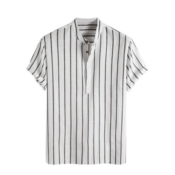 White Shirt for Men Soft Mens Tshirts T Shirts for Man 2025 Trendy Stripes Mens Shirts Dress Vintage Shirts Short Sleeve Cotton Linen Comfy Loose Fit