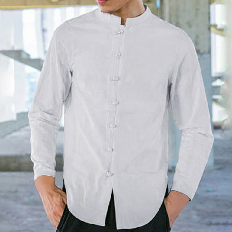 White shirt for shop men chinese collar